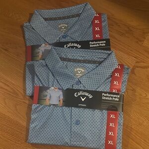 2 Callaway Blue Patterned Polo Shirt XL- 2 shirts